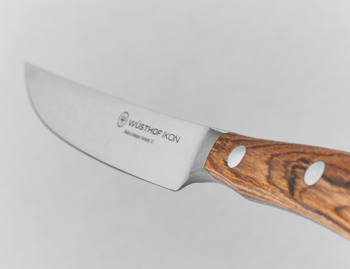 Ikon 6-Piece Mixed Wood Steak Knife Set with Leather Knife Roll